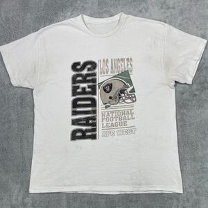 Los Angeles Raiders NFL Football  T-Shirt Size L Vintage Retro White